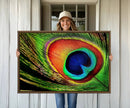 Colorful Peacock Feather Wall Art Print - Vibrant Green, by MyGreatCanvas | Canvas Wall Art Prints | Photo Prints & Wall Decor