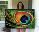 Colorful Peacock Feather Wall Art Print - Vibrant Green, by MyGreatCanvas | Canvas Wall Art Prints | Photo Prints & Wall Decor