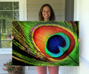 Colorful Peacock Feather Wall Art Print - Vibrant Green, by MyGreatCanvas | Canvas Wall Art Prints | Photo Prints & Wall Decor