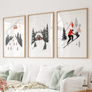 Alpine Skiing Winter Set of 3 Prints Home Wall Art by Wall Art Set