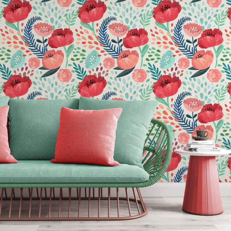 Pink Poppy Wallpaper Peel and Stick