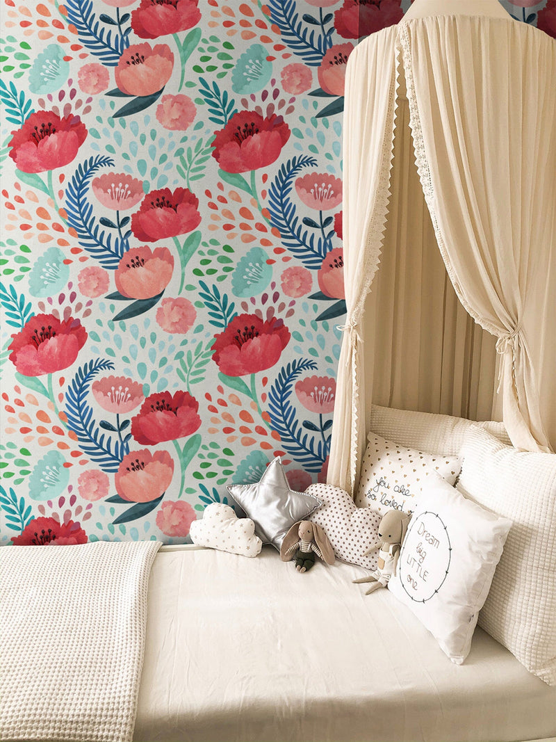 Pink Poppy Wallpaper Peel and Stick