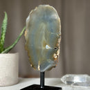 Colorful Agate Crystal Piece with Metal Base, Stunning Decor Stone 100% natural, Uruguayan Geode