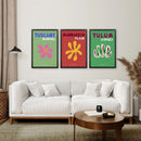 Bright Retro Set of 3 Prints. Preppy Room Decor Aesthetic by Wall Art Set