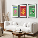 Bright Retro Set of 3 Prints. Preppy Room Decor Aesthetic by Wall Art Set