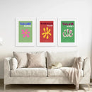 Bright Retro Set of 3 Prints. Preppy Room Decor Aesthetic by Wall Art Set