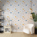 Multicolor Terrazzo Pattern Wallpaper - Pink, Blue, Yellow, and Peach