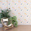 Multicolor Terrazzo Pattern Wallpaper - Pink, Blue, Yellow, and Peach