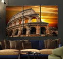 Colosseum with Yellow Sunset Behind Canvas Wall Art, Italy by MyGreatCanvas | Canvas Wall Art Prints | Photo Prints & Wall Decor