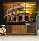 Colosseum with Yellow Sunset Behind Canvas Wall Art, Italy by MyGreatCanvas | Canvas Wall Art Prints | Photo Prints & Wall Decor