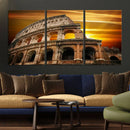 Colosseum with Yellow Sunset Behind Canvas Wall Art, Italy by MyGreatCanvas | Canvas Wall Art Prints | Photo Prints & Wall Decor
