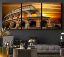 Colosseum with Yellow Sunset Behind Canvas Wall Art, Italy by MyGreatCanvas | Canvas Wall Art Prints | Photo Prints & Wall Decor