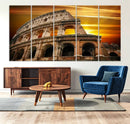 Colosseum with Yellow Sunset Behind Canvas Wall Art, Italy by MyGreatCanvas | Canvas Wall Art Prints | Photo Prints & Wall Decor