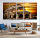Colosseum with Yellow Sunset Behind Canvas Wall Art, Italy by MyGreatCanvas | Canvas Wall Art Prints | Photo Prints & Wall Decor