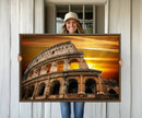 Colosseum with Yellow Sunset Behind Canvas Wall Art, Italy by MyGreatCanvas | Canvas Wall Art Prints | Photo Prints & Wall Decor