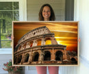 Colosseum with Yellow Sunset Behind Canvas Wall Art, Italy by MyGreatCanvas | Canvas Wall Art Prints | Photo Prints & Wall Decor