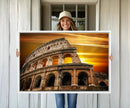 Colosseum with Yellow Sunset Behind Canvas Wall Art, Italy by MyGreatCanvas | Canvas Wall Art Prints | Photo Prints & Wall Decor