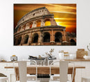 Colosseum with Yellow Sunset Behind Canvas Wall Art, Italy by MyGreatCanvas | Canvas Wall Art Prints | Photo Prints & Wall Decor