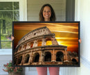 Colosseum with Yellow Sunset Behind Canvas Wall Art, Italy by MyGreatCanvas | Canvas Wall Art Prints | Photo Prints & Wall Decor
