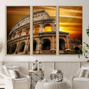 Colosseum with Yellow Sunset Behind Canvas Wall Art, Italy by MyGreatCanvas | Canvas Wall Art Prints | Photo Prints & Wall Decor