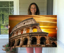 Colosseum with Yellow Sunset Behind Canvas Wall Art, Italy by MyGreatCanvas | Canvas Wall Art Prints | Photo Prints & Wall Decor