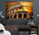 Colosseum with Yellow Sunset Behind Canvas Wall Art, Italy by MyGreatCanvas | Canvas Wall Art Prints | Photo Prints & Wall Decor