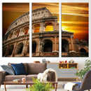 Colosseum with Yellow Sunset Behind Canvas Wall Art, Italy by MyGreatCanvas | Canvas Wall Art Prints | Photo Prints & Wall Decor