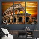 Colosseum with Yellow Sunset Behind Canvas Wall Art, Italy by MyGreatCanvas | Canvas Wall Art Prints | Photo Prints & Wall Decor