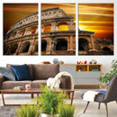 Colosseum with Yellow Sunset Behind Canvas Wall Art, Italy by MyGreatCanvas | Canvas Wall Art Prints | Photo Prints & Wall Decor
