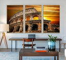 Colosseum with Yellow Sunset Behind Canvas Wall Art, Italy by MyGreatCanvas | Canvas Wall Art Prints | Photo Prints & Wall Decor