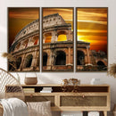 Colosseum with Yellow Sunset Behind Canvas Wall Art, Italy by MyGreatCanvas | Canvas Wall Art Prints | Photo Prints & Wall Decor