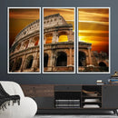 Colosseum with Yellow Sunset Behind Canvas Wall Art, Italy by MyGreatCanvas | Canvas Wall Art Prints | Photo Prints & Wall Decor