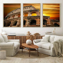 Colosseum with Yellow Sunset Behind Canvas Wall Art, Italy by MyGreatCanvas | Canvas Wall Art Prints | Photo Prints & Wall Decor