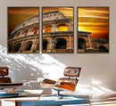Colosseum with Yellow Sunset Behind Canvas Wall Art, Italy by MyGreatCanvas | Canvas Wall Art Prints | Photo Prints & Wall Decor