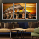 Colosseum with Yellow Sunset Behind Canvas Wall Art, Italy by MyGreatCanvas | Canvas Wall Art Prints | Photo Prints & Wall Decor