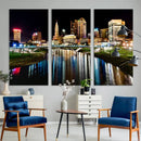 Columbus City Lights Night Skyline Cityscape View Wall Art,