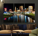 Columbus City Lights Night Skyline Cityscape View Wall Art,