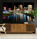 Columbus City Lights Night Skyline Cityscape View Wall Art,