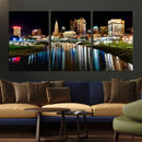 Columbus City Lights Night Skyline Cityscape View Wall Art,