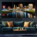 Columbus City Lights Night Skyline Cityscape View Wall Art,