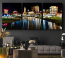 Columbus City Lights Night Skyline Cityscape View Wall Art,