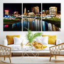 Columbus City Lights Night Skyline Cityscape View Wall Art,