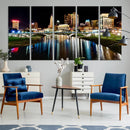 Columbus City Lights Night Skyline Cityscape View Wall Art,