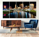 Columbus City Lights Night Skyline Cityscape View Wall Art,