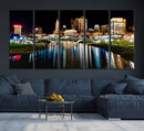 Columbus City Lights Night Skyline Cityscape View Wall Art,