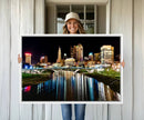 Columbus City Lights Night Skyline Cityscape View Wall Art,