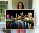 Columbus City Lights Night Skyline Cityscape View Wall Art,