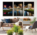Columbus City Lights Night Skyline Cityscape View Wall Art,
