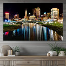 Columbus City Lights Night Skyline Cityscape View Wall Art,