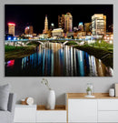 Columbus City Lights Night Skyline Cityscape View Wall Art,